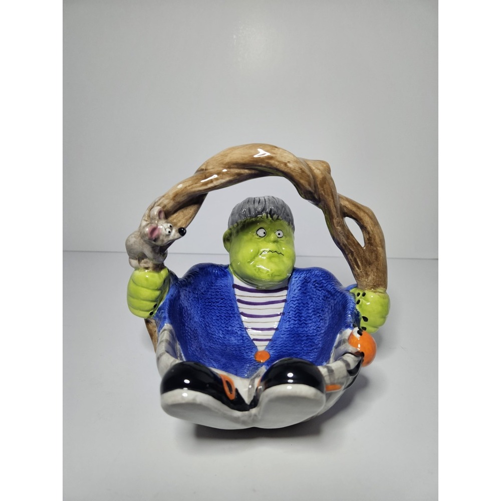 Frankenstein Ceramic Candy Dish Basket Halloween Vintage JCPenney Home